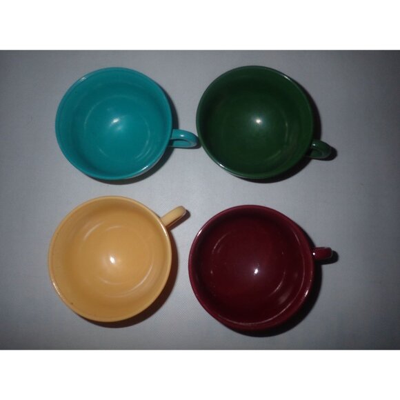 Vintage Hazel Atlas Ovide Platonite Moderntone Tea Cup Lot red teal yellow green - Picture 8 of 12